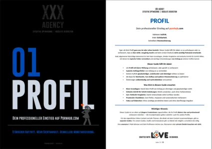 Profil-Guide auf dem Bildschirm: Cover und erste Seite
